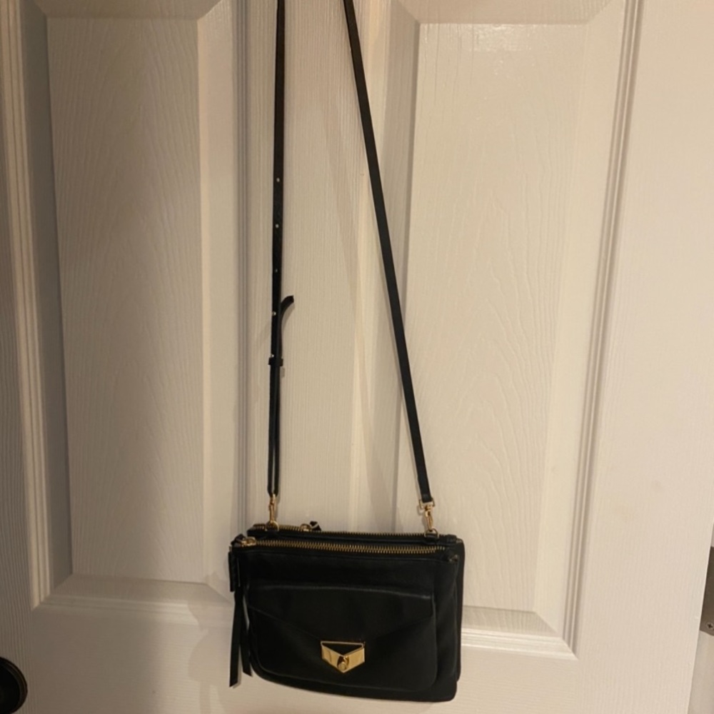 Stella and Dot Black Leather Covet Handbag Purse